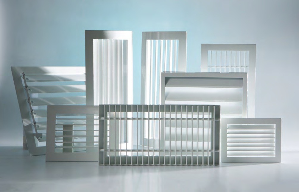 Air distribution grilles and diffusers